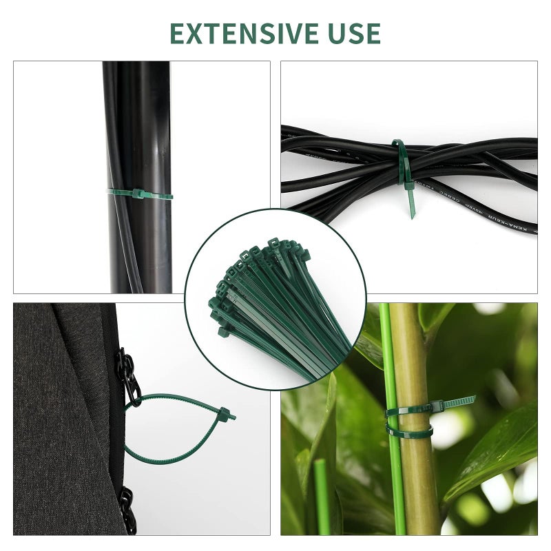 KINGLAKE 100 Pcs 8 Inch 3mm Dark Green Nylon Garden Cable Zip Ties Self Locking Cable Ties Twist Ties - Image 5